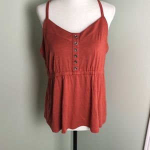 💜 L 💜 NWT Burnt Sienna Spaghetti Empire Tank